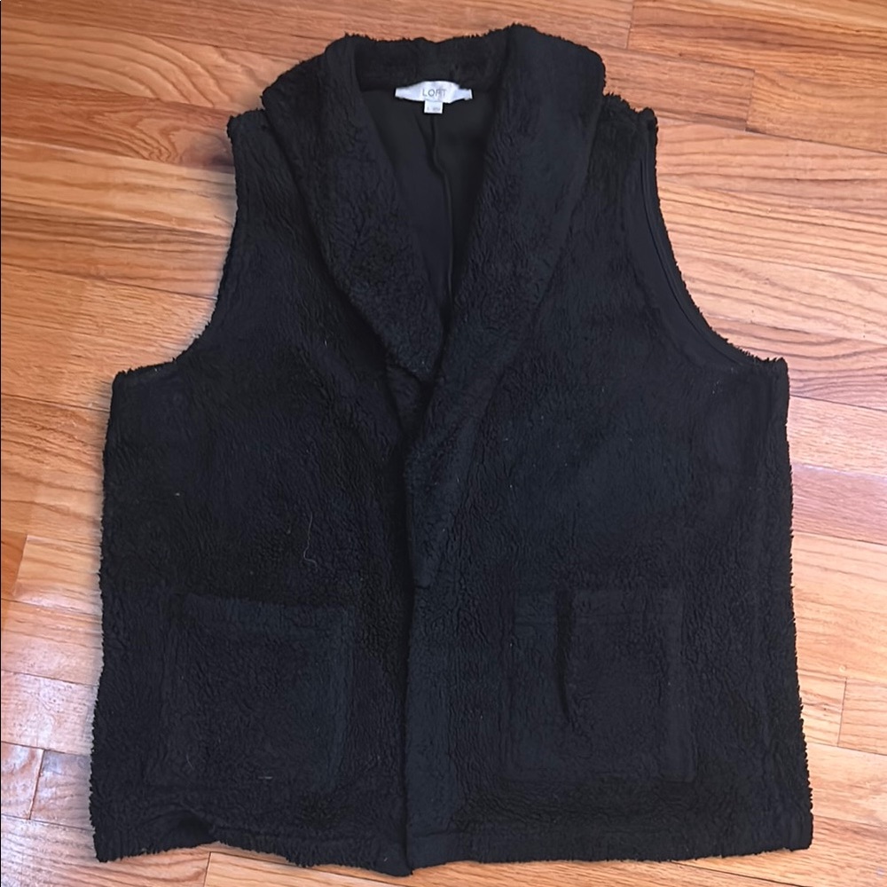 LOFT Black Sherpa Vest